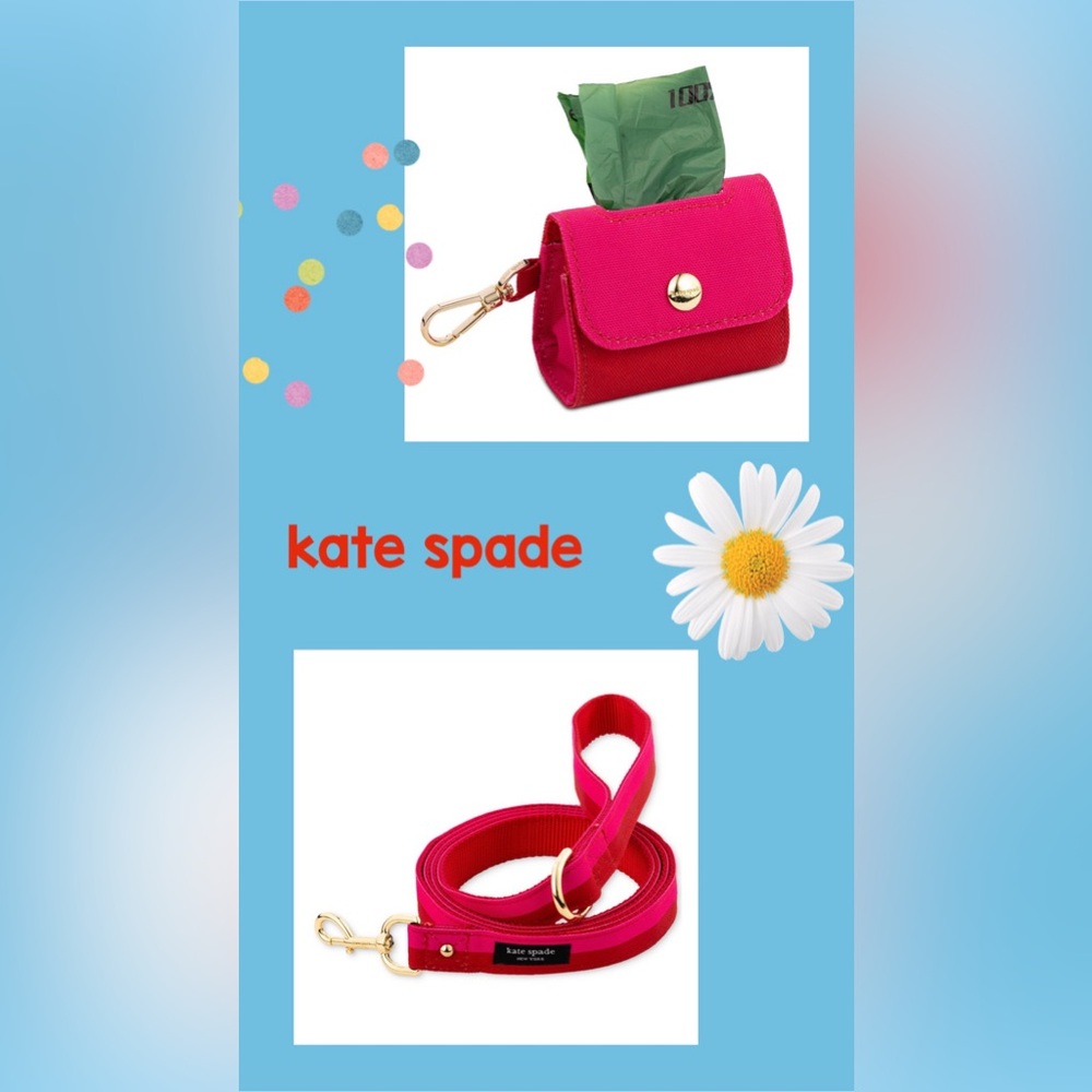 kate spade Red & Pink Dog Leash and Doggie Bag Set